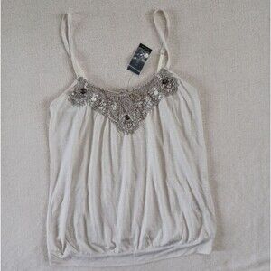 Express Ivory Camisole with Silver Lace Accents